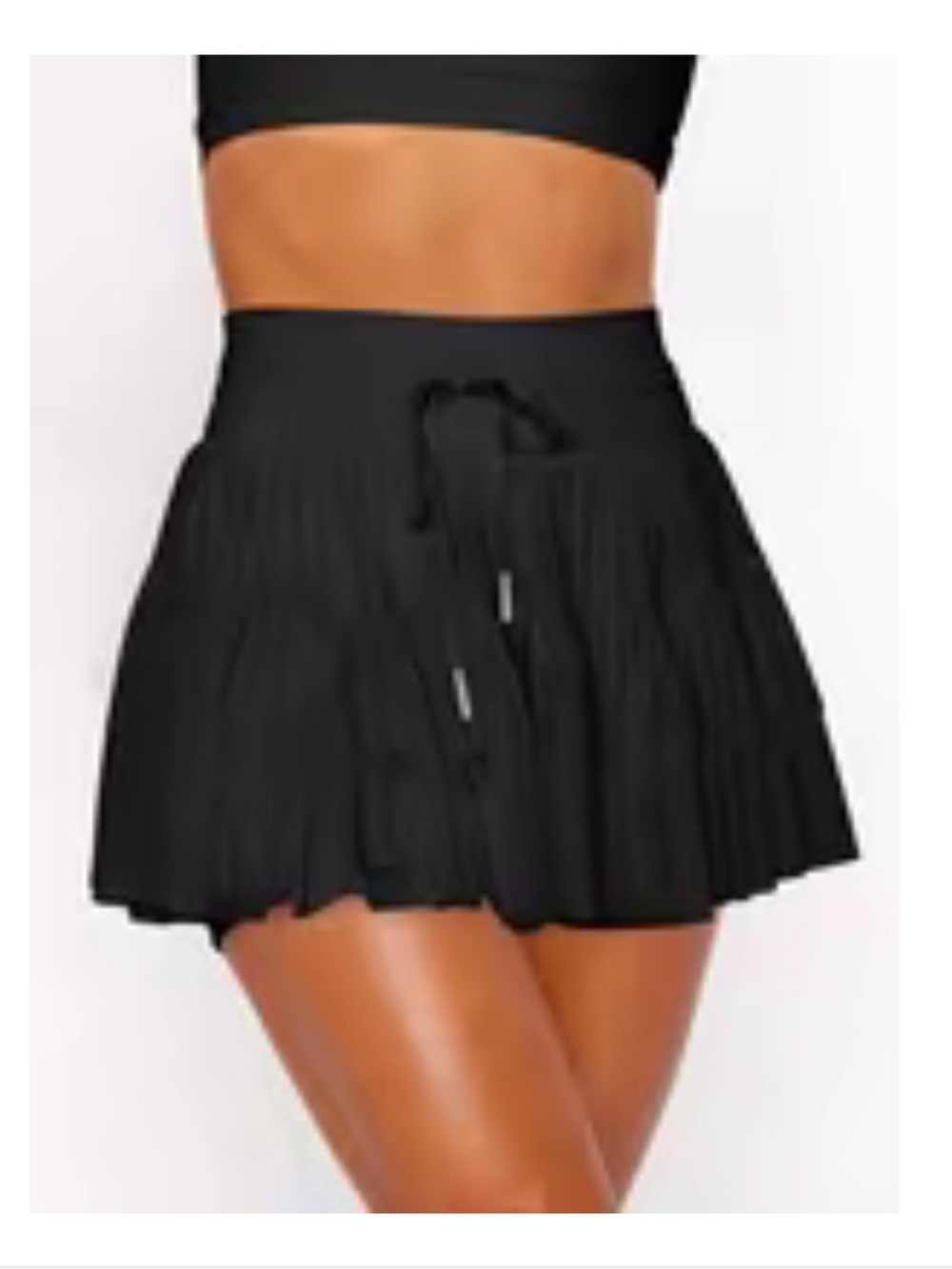 Black Pleated Drawstring Women’s Athletic Skirt NWT